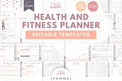 Health & Fitness Planner Canva Templates | 63 Pages | FEMME Product Image 1