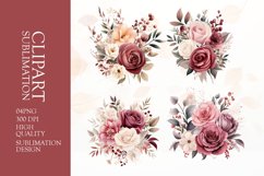 Watercolor flower bouquet clipart sublimation png Product Image 1