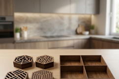 Geometric Laser Cut Coasters and Box Design Modern Wood Coas Product Image 2
