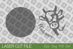 Cow welcome Round Sign. Cow head Door Hanger. SVG Laser cut Product Image 2