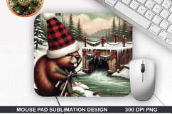 Beaver Mouse Pad Sublimation, Christmas Mouse Pad PNG Design Product Image 1
