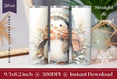 Christmas Tumbler Wrap, Christmas Penguin Sublimation Design Product Image 1