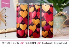 Love Hearts Tumbler Wrap Design, Valentine's Day Sublimation Product Image 1