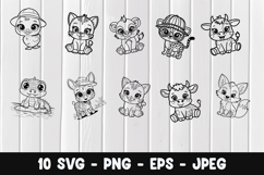 10 cute kawaii animals svg design Product Image 1