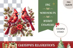 Cartoon Red Cardinal Illustration, Christmas Illustration Product Image 1