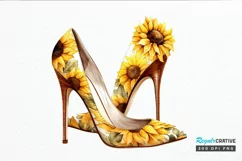Sunflower High Heel Watercolor PNG Clipart Product Image 1