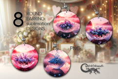 Fantasy sunset | 8 Round earring Sublimation designs Product Image 1