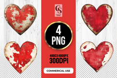 Grungy Red Heart Clipart Sublimation PNG Product Image 1