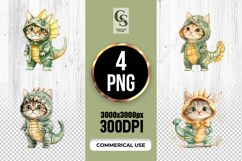 Watercolor Cute Dinosaur Cat Clipart Sublimation PNG Product Image 1