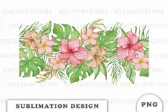 Watercolor Tropical flowers border PNG Product Image 1