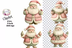 Christmas, Santa, Ephemera, PNG, watercolor, Clipart Product Image 1