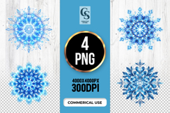 Blue Crystal Snowflake Clipart Sublimation Png Product Image 1