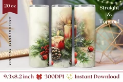 Watercolor Christmas Tumbler, Christmas Candles Sublimation Product Image 1