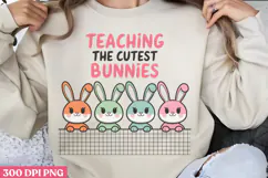 Teaching the cutest bunnies PNG, Retro Teacher Easter Sublim Product Image 1