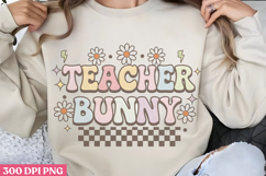 Teacher bunny PNG, Retro Teacher Easter Sublimation P Product Image 1