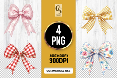 Patterned Fabric Ribbon Bow Clipart Sublimation PNG Product Image 1