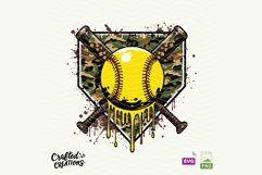 Camo Drip Softball SVG PNG |Softball Sublimation Design Product Image 1