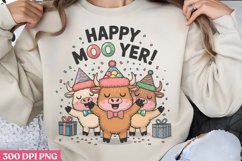 Happy Moo Year PNG, Highland Cow Sublimation PNG Product Image 2