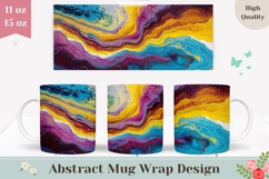 Abstract Mug Wrap, Fluid Mug Design, Art Mug Template Product Image 1