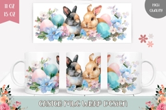 Watercolor Animals Mug Wrap, Cartoon Easter Bunnies Mug Product Image 1