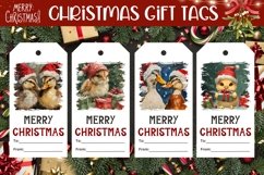 Winter Gift Tag Printable, Christmas Birds Gift Tag PNG Product Image 1