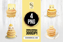 Cute Pancake Character Illustration Clipart Sublimation PNG Product Image 1