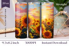 Sunflower Tumbler Wrap Design, Fall Sublimation Design Product Image 1