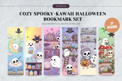 Cozy Spooky Pastel Kawaii Halloween Bookmark Set,Ghost Pumki Product Image 1