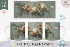 Goldfish Mug Wrap, Sea Coffee Mug, Ocean Mug Template Product Image 1