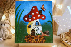 Fairy mushroom house print wall art whimsical fantasy nurser Product Image 1