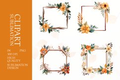 Watercolor floral wearth frame clipart sublimation png Product Image 1