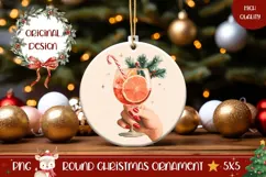 Christmas Cocktail Ornament PNG, Winter Round Ornament Product Image 1