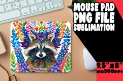 Colorful Raccoon with Flowers Mouse Pad Sublimation PNG Product Image 1