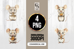 Cute Mouse Clipart Watercolor Sublimation PNG Product Image 1
