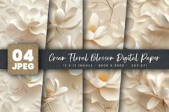 Cream Floral Blossom Digital Paper Product Image 1