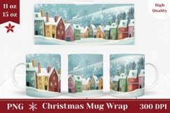Christmas Mug Wrap Design, Christmas Houses Mug Sublimation Product Image 1