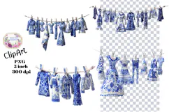 Blue Toile, Ephemera, PNG, Clipart, Junk Journal, flowers Product Image 1