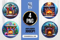 Cozy Fireplace Interior Clipart Sublimation PNG Product Image 1