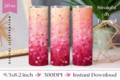 Glitter Love Hearts Tumbler, Valentine's Day Tumbler Wrap Product Image 1