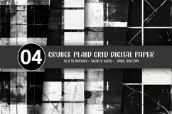 Grunge Plaid Grid Digital Paper Product Image 1