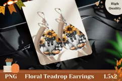 Farm Pumpkins Earrings Design, Sunflowers Earrings Template Product Image 1