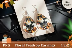 Farm Pumpkins Earrings, Sunflowers Earrings Template Product Image 1