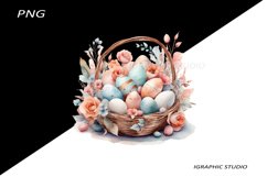 Easter Clipart, Easter Egg Basket Clipart, Easter Bunny Png Product Image 1