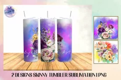 Watercolor Flower 20 OZ Tumbler Sublimation Design PNG Product Image 1