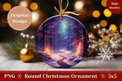 Christmas Round Ornament PNG, Christmas Forest Ornament Product Image 1