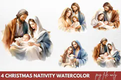 Christmas Nativity Watercolor Clipart PNG Product Image 1