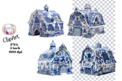 Blue Toile, Ephemera, PNG, Clipart, Junk Journal, flowers Product Image 1