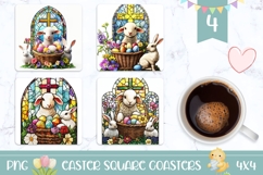Stained Glass Easter Lamb Sublimation, Easter Lamb PNG Product Image 1