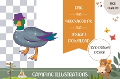 Hand Drawn Duck Illustration, Cartoon Glitter Duck PNG Product Image 1