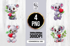 Cute Koala Heart Clipart Sublimation PNG Product Image 1